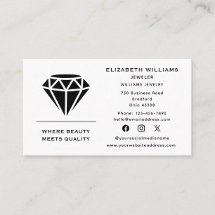 Tarjeta De Visita Elegante Jeweler Jewelry Designer Jewelry Diamond
