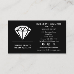 Tarjeta De Visita Elegante Jewelry Designer Jeweler Jewelry Diamond