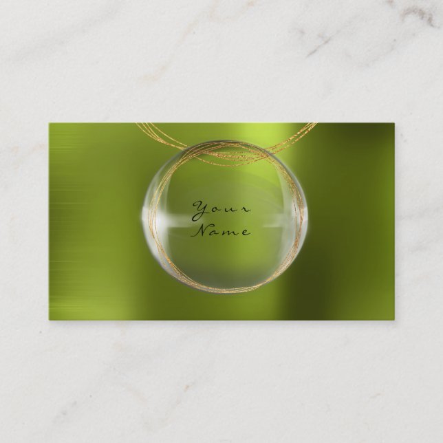 Tarjeta De Visita Elegante jewly Gold Glass Lemon Green Metalizado (Anverso)