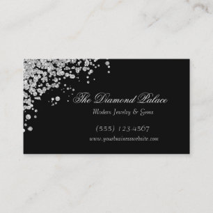 Tarjeta De Visita Elegante Joya negra dispersa de diamantes