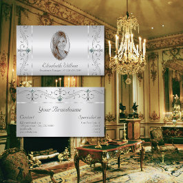 Tarjeta De Visita Elegante joyas de contrabando de plata con foto