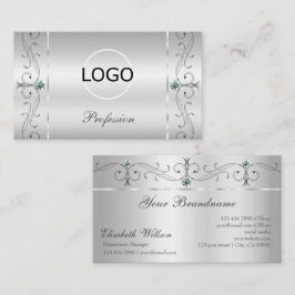 Tarjeta De Visita Elegante joyas de contrabando de plata con logotip