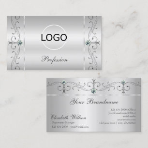Tarjeta De Visita Elegante joyas de contrabando de plata con logotip