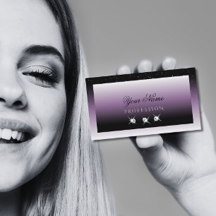 Tarjeta De Visita Elegante Joyas de espuma de color morado negro con