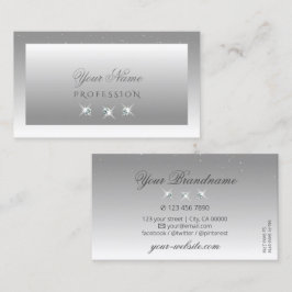 Tarjeta De Visita Elegante Joyas Esparkling De Ombre Blanco Gris Y P