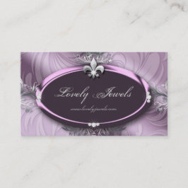 Tarjeta De Visita Elegante Joyería Moda Fleur de lis Purple Mauve