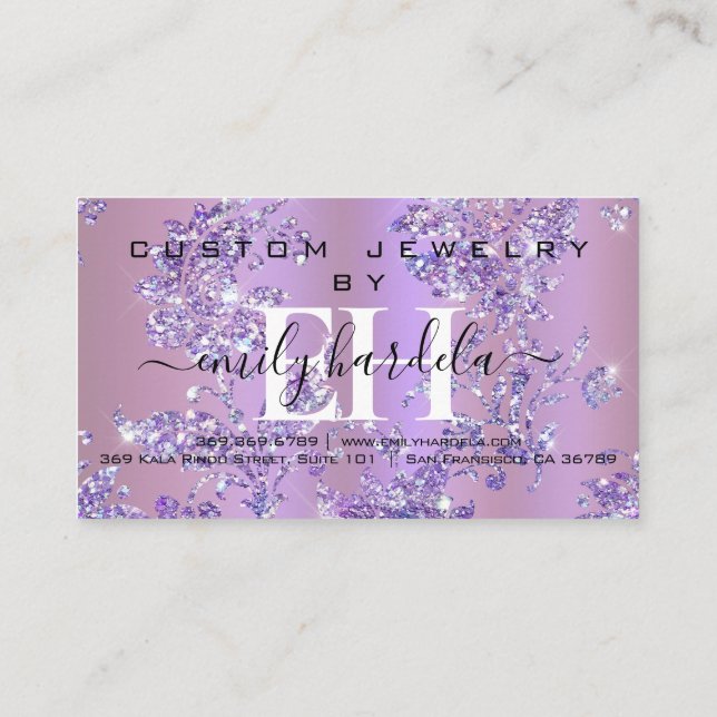 Tarjeta De Visita Elegante joyería Personalizado de diamantes (Reverso)