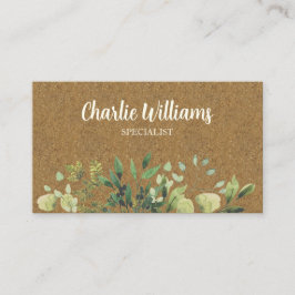 Tarjeta De Visita Elegante kraft de hojas verdes botánicas