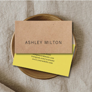 Tarjeta De Visita Elegante Kraft Impreso Consultor Amarillo Brillant