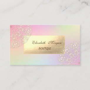 Tarjeta De Visita Elegante Lace Ombre de Oro Moderno