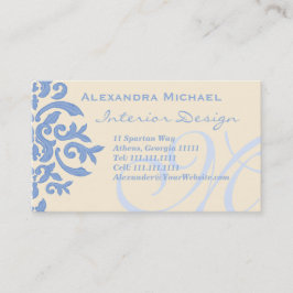 Tarjeta De Visita Elegante Lady Designer en azul y crema