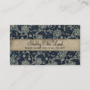 Tarjeta de visita elegante lamentable azul floral