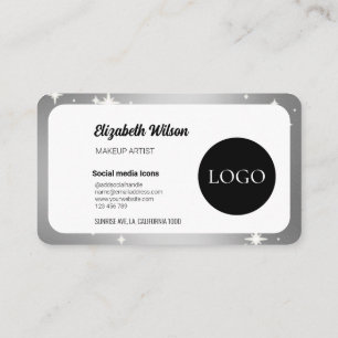 Tarjeta De Visita Elegante Lash Tech en negro y blanco