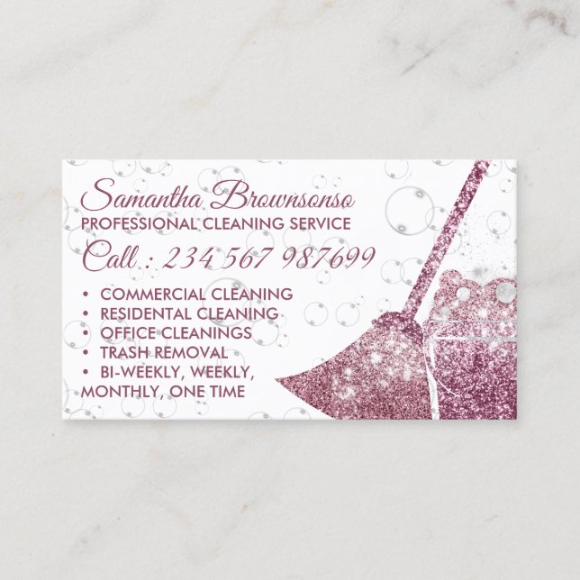 Tarjeta De Visita Elegante lavadora de lujo rosa (Anverso)