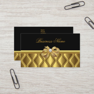 Tarjeta de visita elegante lazo dorado borde de ba