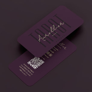 Tarjeta De Visita Elegante lector de tarot Psiquiátrico morado oscur