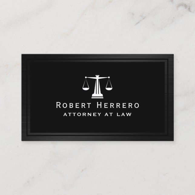 Tarjeta De Visita Elegante legal metálico negro  (Anverso)