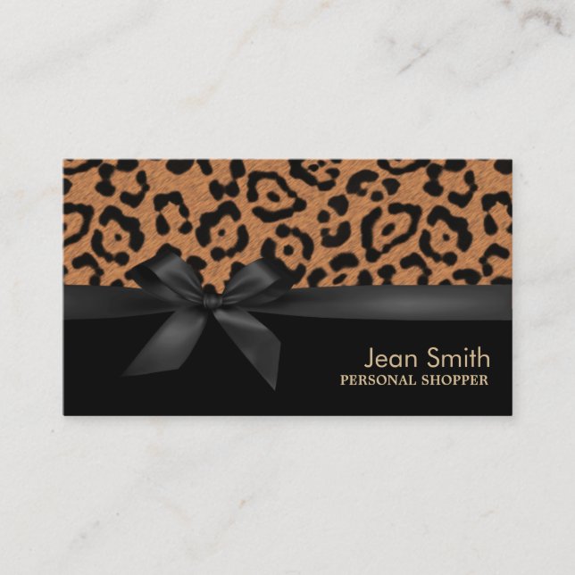 Tarjeta De Visita Elegante Leopard Imprimir Personal Shopper (Anverso)