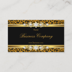 Tarjeta De Visita Elegante Leopardo Dorado Negro El Original 3