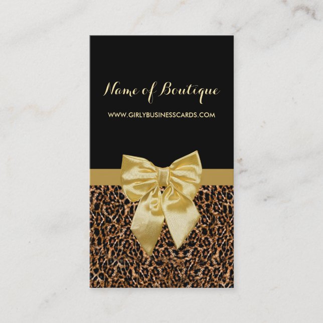 Tarjeta De Visita Elegante Leopardo Marrón Imprimir Cinta Giro Amari (Anverso)