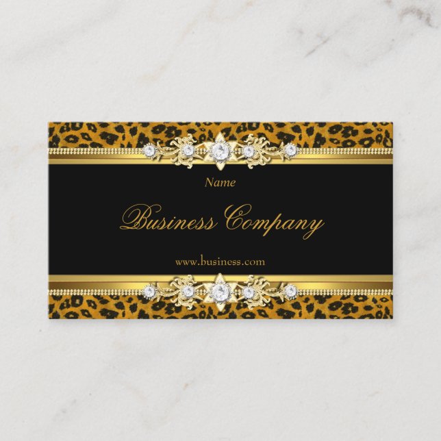 Tarjeta De Visita Elegante Leopardo Oro Negro El Original 3 (Anverso)