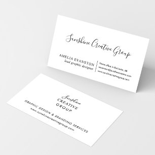 Tarjeta De Visita Elegante Letra Negra Blanca Profesional