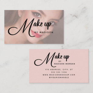 Tarjeta De Visita Elegante letra negrita rosa foto maquillaje