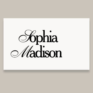 Tarjeta De Visita Elegante letra Serif Retro Blanco