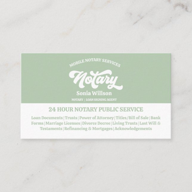 Tarjeta De Visita Elegante ley del agente de firma de notario móvil  (Anverso)