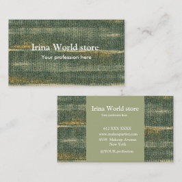 Tarjeta De Visita Elegante lienzo Strokes Verde y dorado