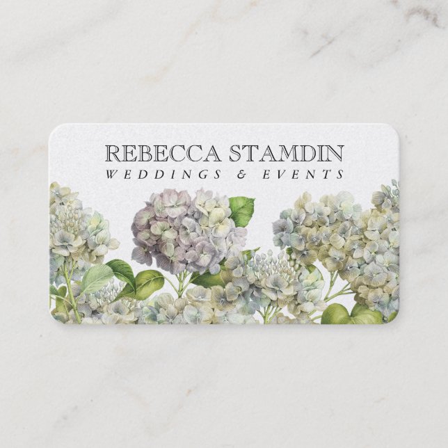 Tarjeta De Visita Elegante Lilac Hydrangea Floral Profesional (Anverso)