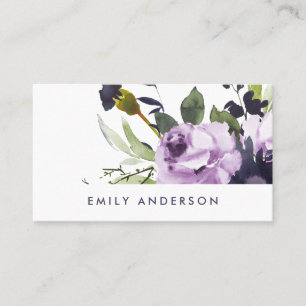 TARJETA DE VISITA ELEGANTE LILAC PURPLE ROSA PEONA FLORAL BUNCH