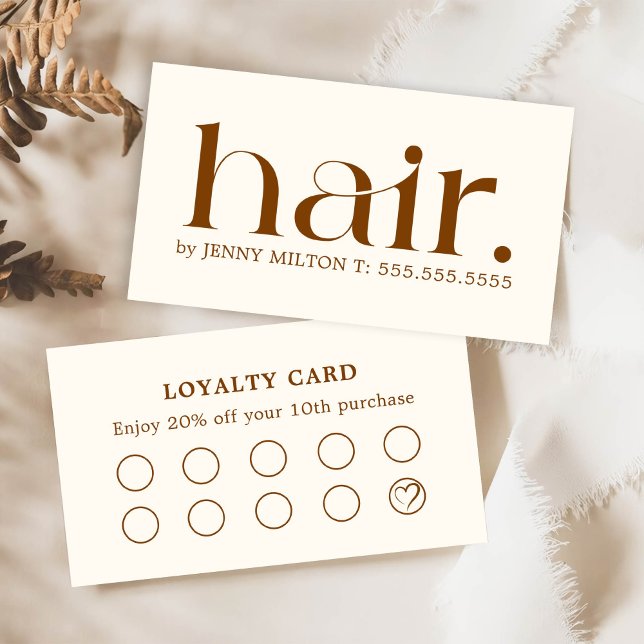 Tarjeta De Visita Elegante Limpio Boho Brown Negrita Estilo de pelo (Subido por el creador)