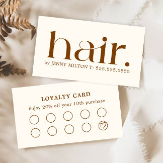 Tarjeta De Visita Elegante Limpio Boho Brown Negrita Estilo de pelo