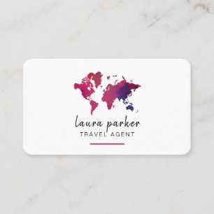 Tarjeta De Visita Elegante limpio del agente de viajes de la