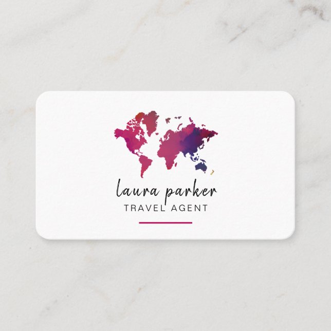Tarjeta De Visita Elegante limpio del agente de viajes de la (Anverso)