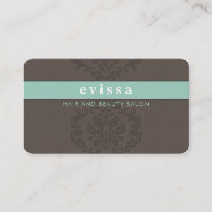 Tarjeta De Visita ELEGANTE lindo patrón de damasco fino menta gris