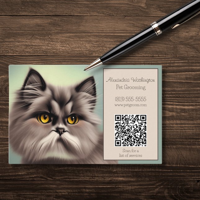 Tarjeta De Visita Elegante línea de costa con código QR (Subido por el creador)