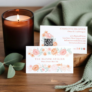 Tarjeta De Visita Elegante línea floral botánica dibujada a mano Gir