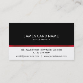 Tarjeta de visita Elegante Línea Roja Negro/Blanco