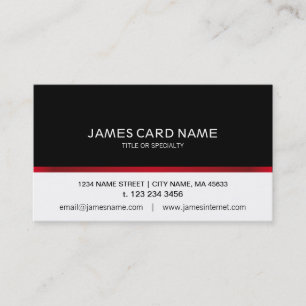 Tarjeta de visita Elegante Línea Roja Negro/Blanco