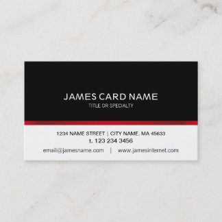 Tarjeta de visita Elegante Línea Roja Negro/Blanco