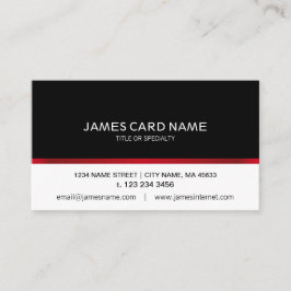 Tarjeta de visita Elegante Línea Roja Negro/Blanco