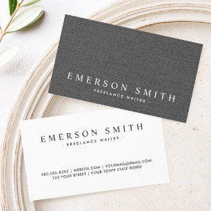 Tarjeta De Visita Elegante lino gris oscuro luce elegante