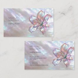 Tarjeta De Visita Elegante Lirio Iridescente Holográfico