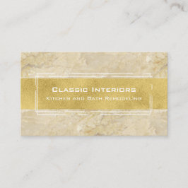 Tarjeta De Visita Elegante liso moderno beige del mármol y del oro