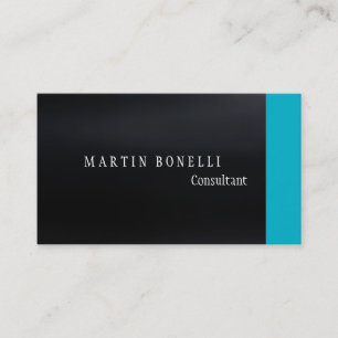 Tarjeta De Visita Elegante Llanura Azul Gris Oscuro Limpio