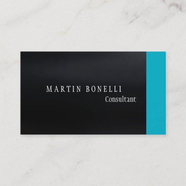 Tarjeta De Visita Elegante Llanura Azul Gris Oscuro Limpio (Anverso)