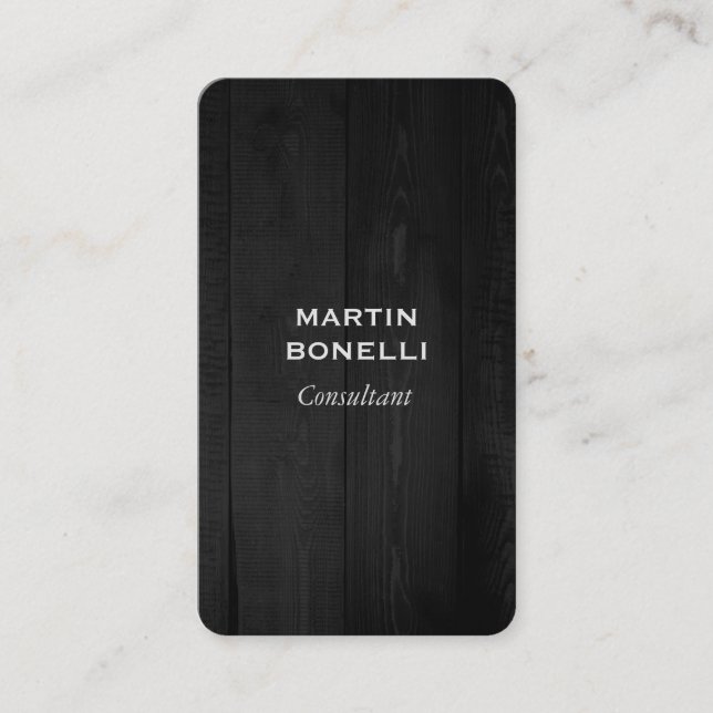 Tarjeta De Visita Elegante Llanura de Madera Gris Moderna Minimalist (Anverso)