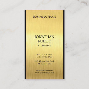 Tarjeta De Visita Elegante Llanura de Oro Negro Profesional Moda Luj